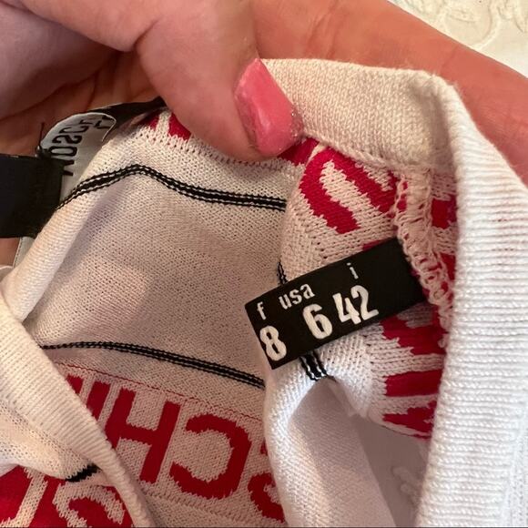 Love Moschino NWT Abito Logo Stripe Sleeveless Dress size 6 - Picture 8 of 15